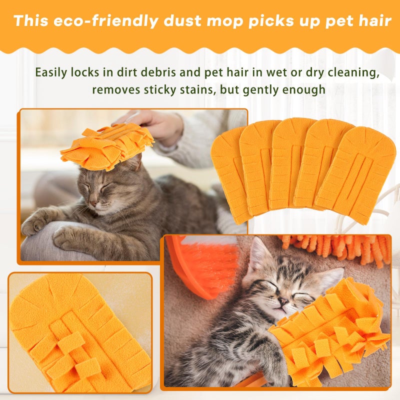 Zubebe 6 Pcs Duster Refill Fleece Duster Refills Cleaning Reusable Washable Pads for Cleaning Ceiling Fan Hardwoods Window Kitchen Floor, Rainbow Colors (Orange) - Image 4